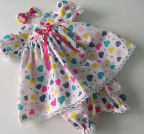 Multi hearts dress hair clip - hearts, dress,