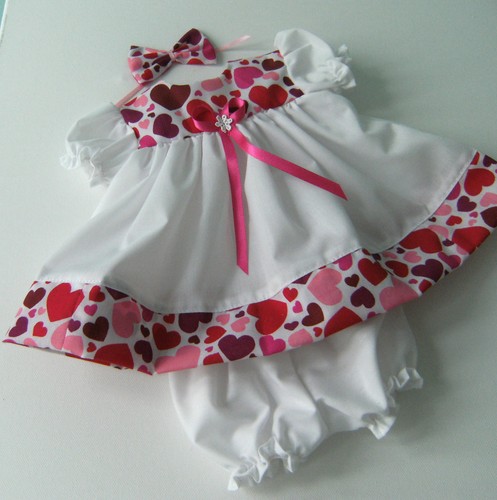 White with hearts dress clip - hearts, &