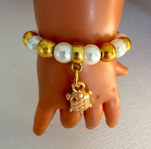 Dolls bracelet ivory gold - &,