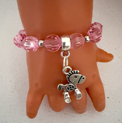 Dolls bracelet pink silver - dolls,
