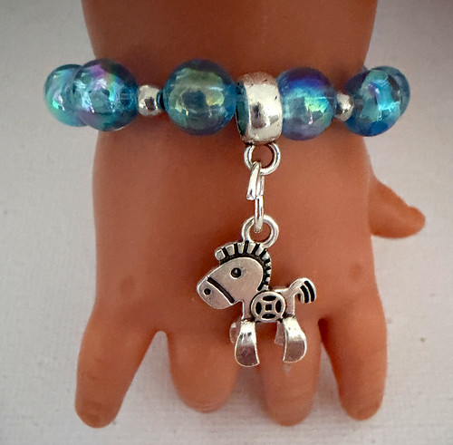 Dolls bracelet blue - dolls, silver